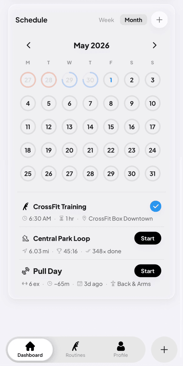 Schedule and calendar view