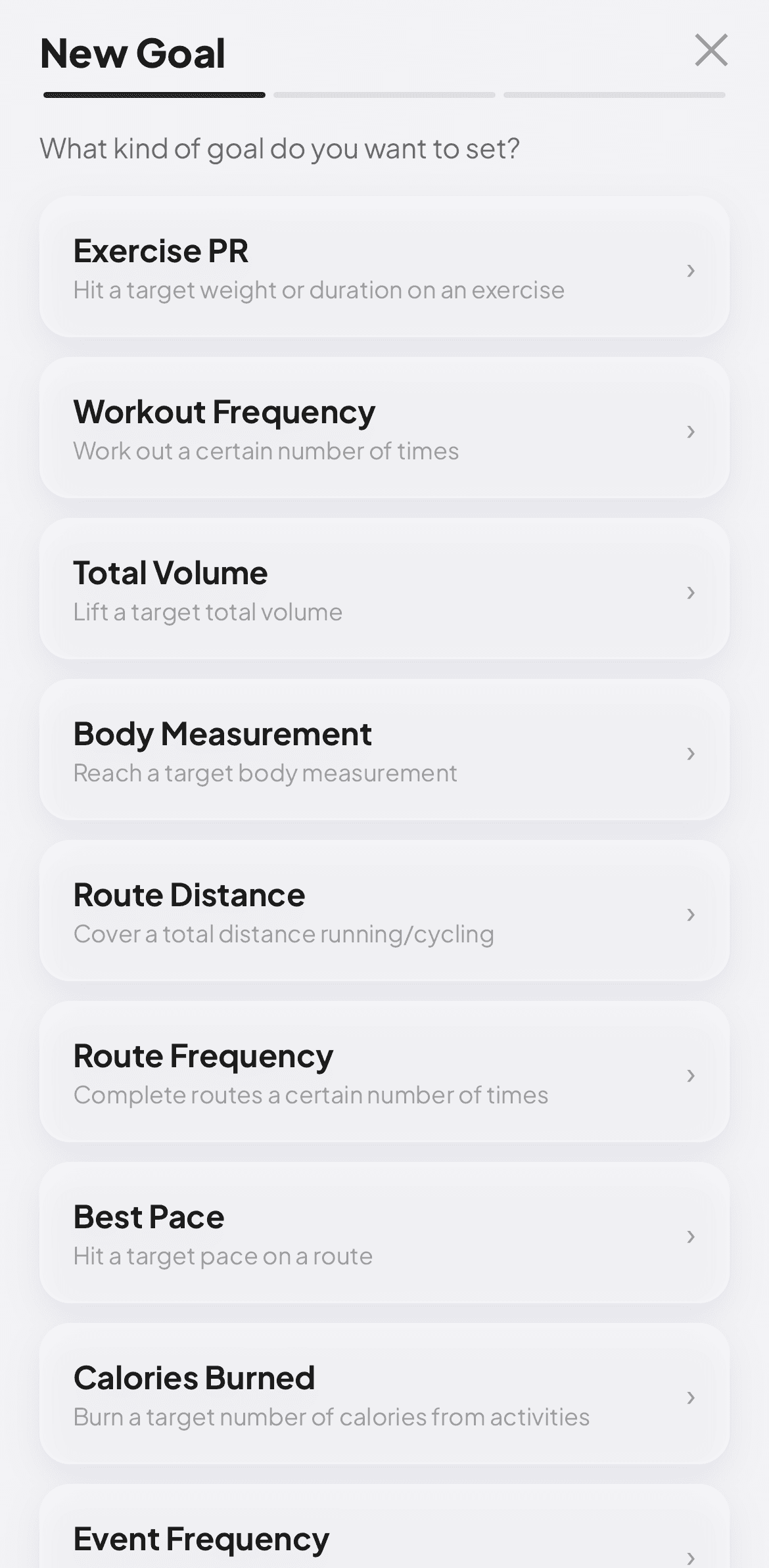 Goal setting with multiple goal types
