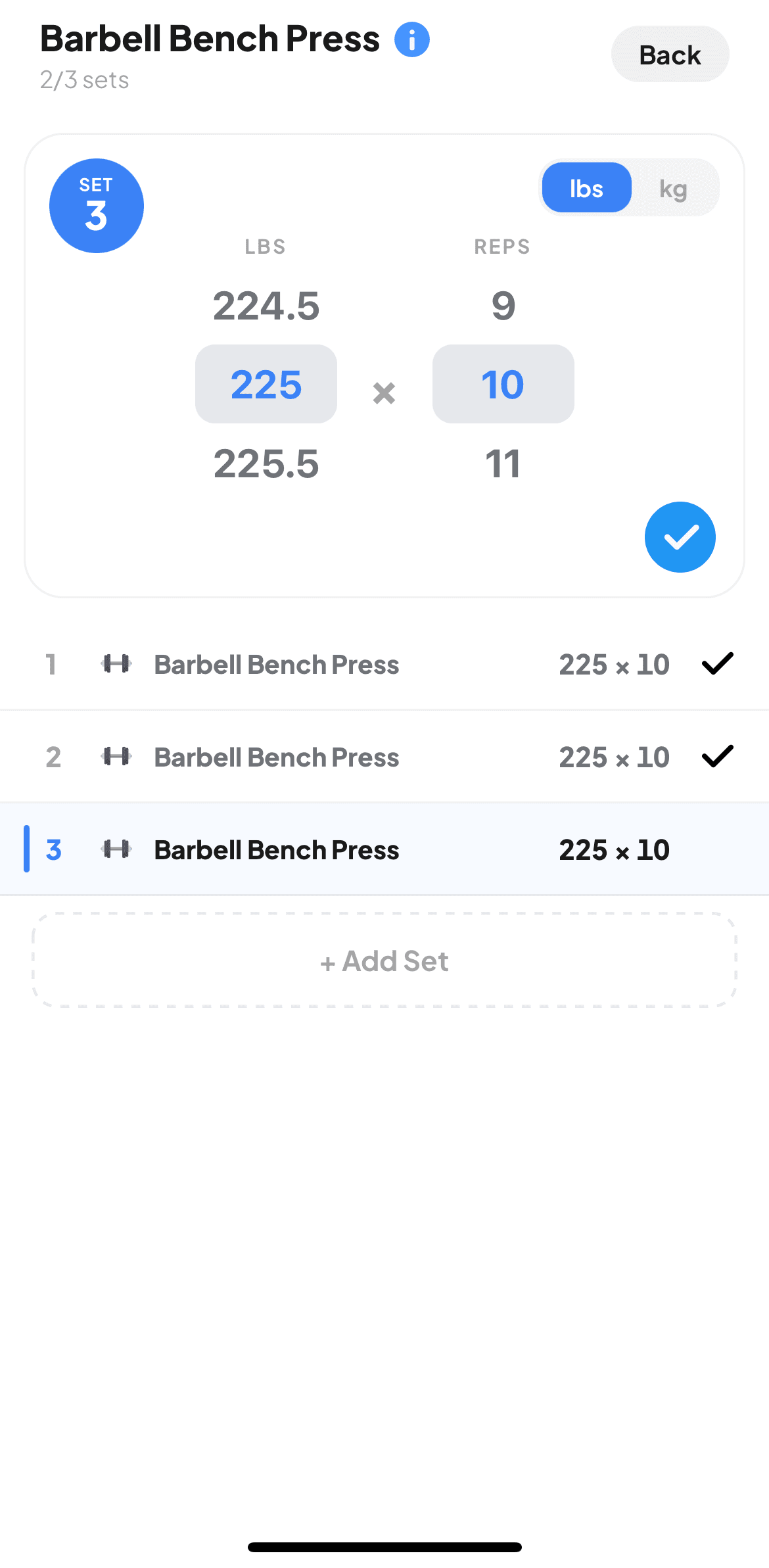Active workout logging